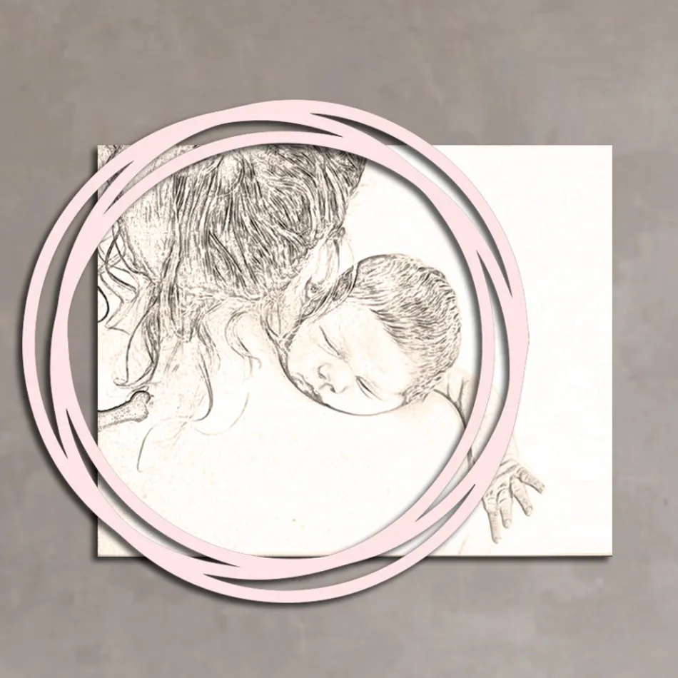 Dřevěný obraz s potiskem ženy s dítětem Made in Italy - Taiwan Viadurini