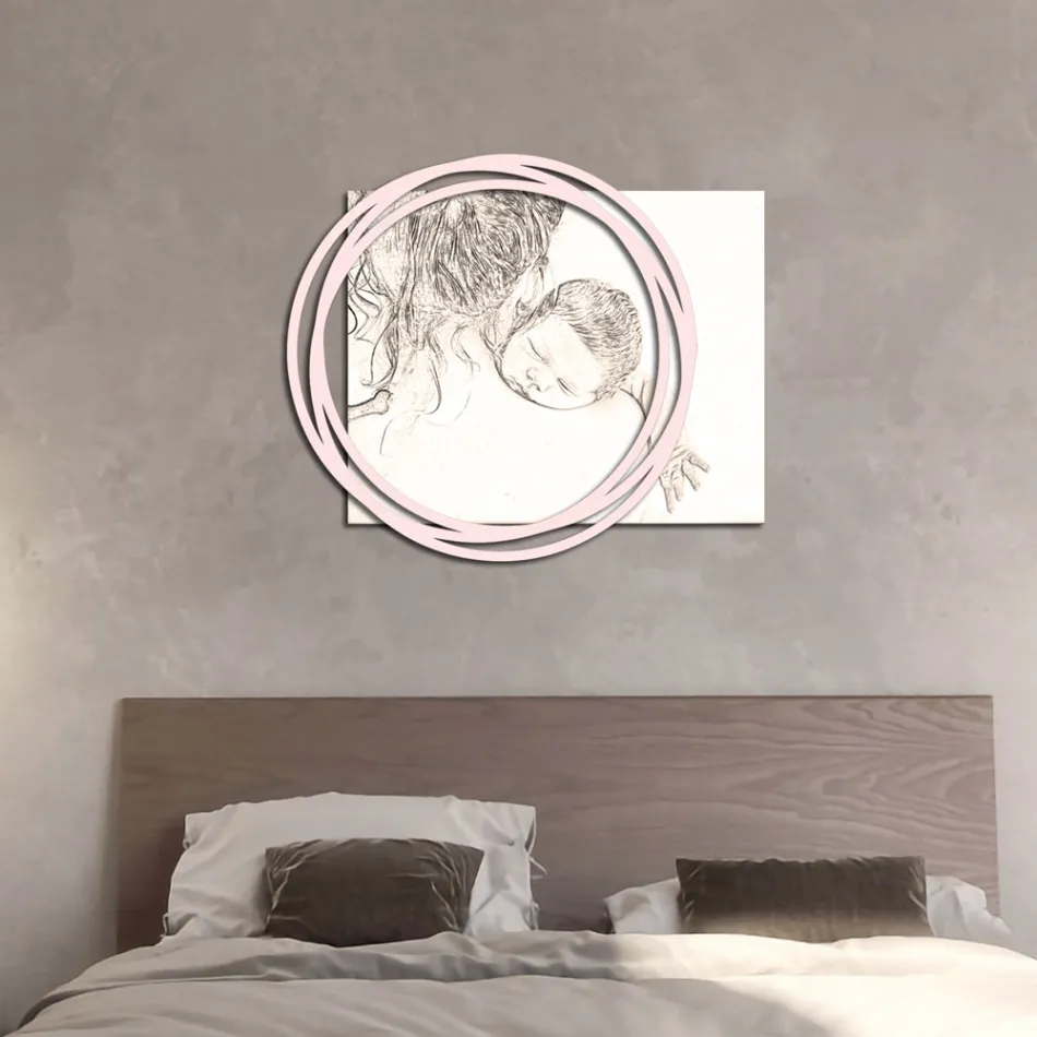 Dřevěný obraz s potiskem ženy s dítětem Made in Italy - Taiwan Viadurini