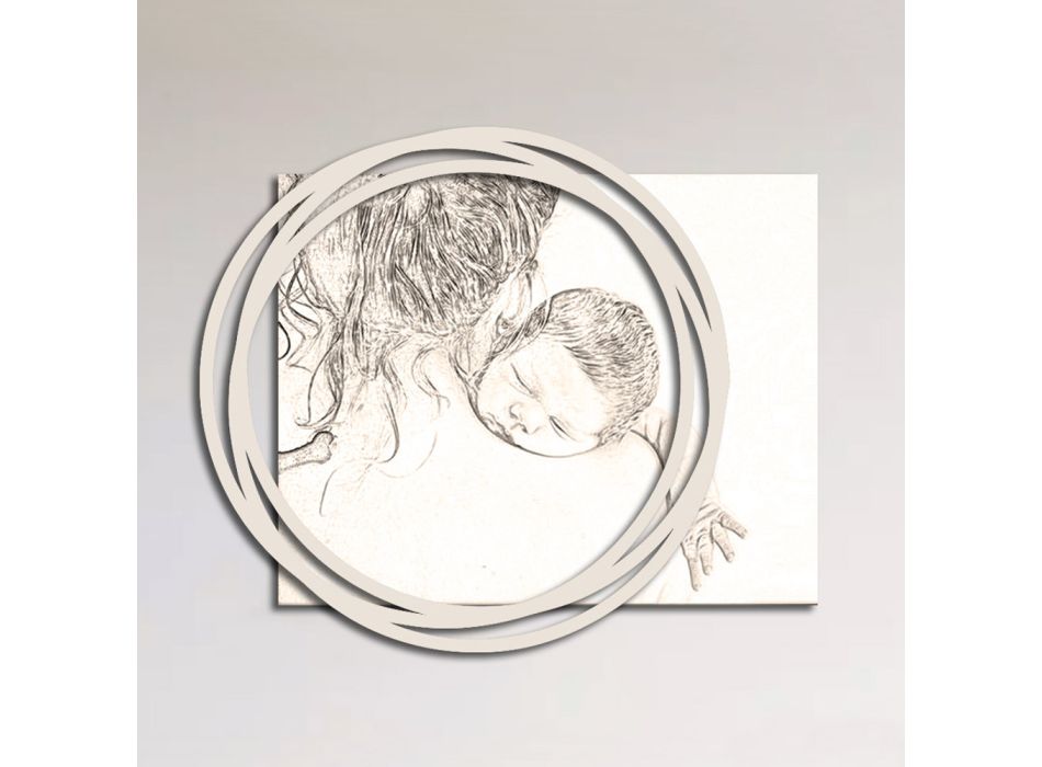 Dřevěný obraz s potiskem ženy s dítětem Made in Italy - Taiwan Viadurini