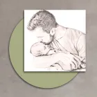 Dřevěný obrázek s potiskem otce líbajícího svého syna Made in Italy - Belgium Viadurini