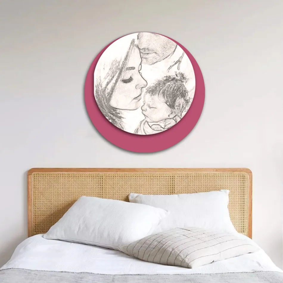 Dřevěný obrázek s potiskem spojené rodiny Made in Italy - Canada Viadurini