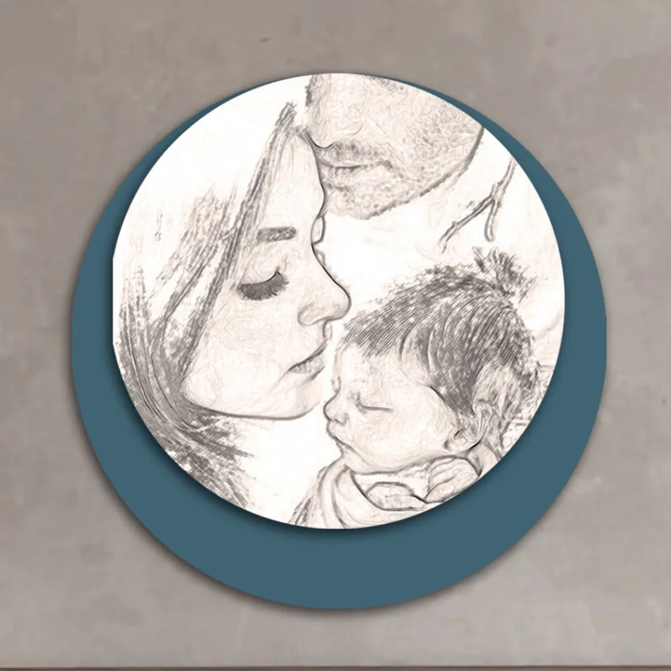 Dřevěný obrázek s potiskem spojené rodiny Made in Italy - Canada Viadurini