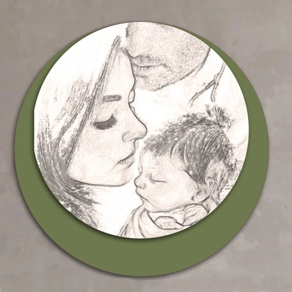 Dřevěný obrázek s potiskem spojené rodiny Made in Italy - Canada Viadurini