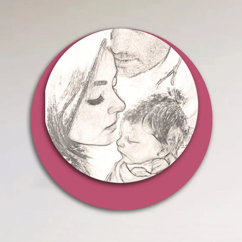 Dřevěný obrázek s potiskem spojené rodiny Made in Italy - Canada Viadurini