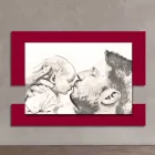 Dřevěný obraz s potiskem muže s dítětem Made in Italy - Kosovo Viadurini