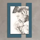 Dřevěný obraz s potiskem muže s dítětem Made in Italy - Kosovo Viadurini