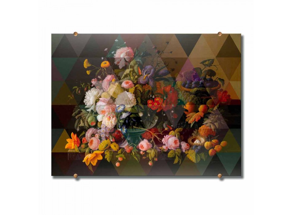 Moderní skleněný nástěnný obrázek s květinovým potiskem vyrobený v Itálii - Ganza Viadurini