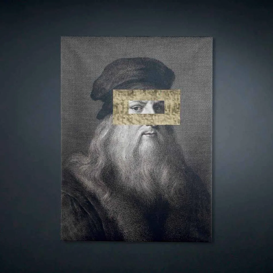 Obraz na plátně s potiskem a detailem se zlatými listy vyrobený v Itálii - Vinci Viadurini