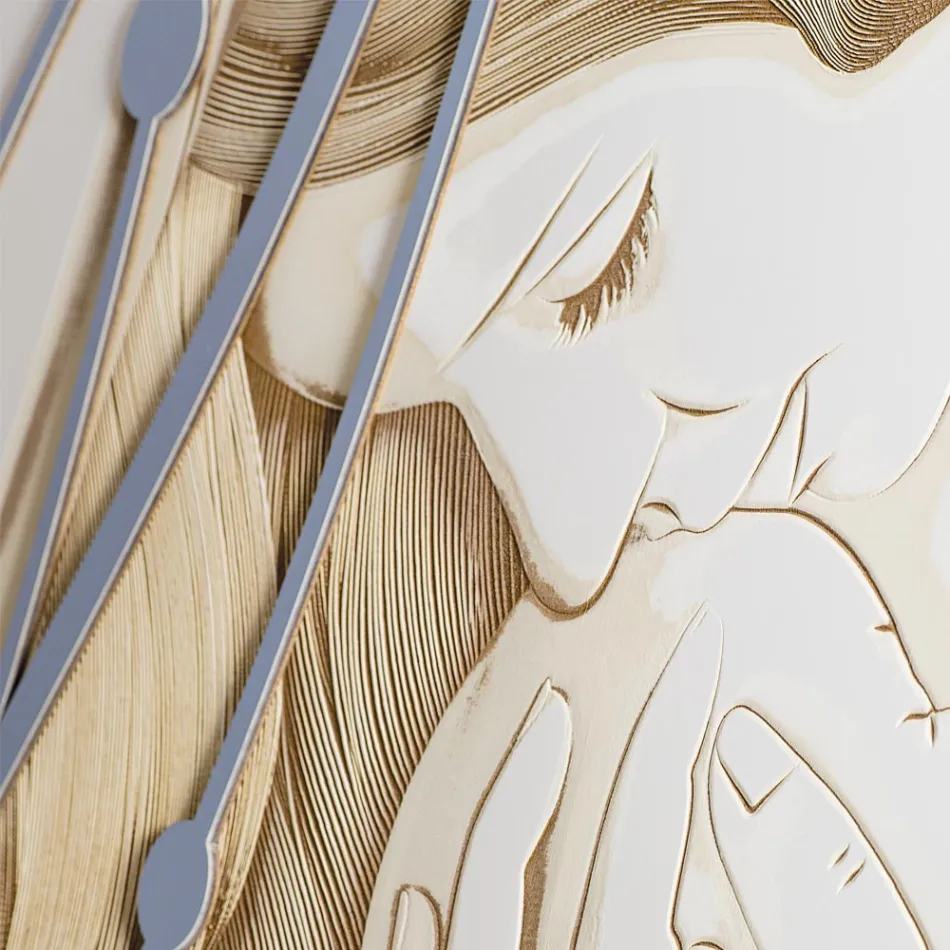 Obdélníkový obraz vyrobený laserem s bohyní a dítětem vyrobený v Itálii - Nagi Viadurini