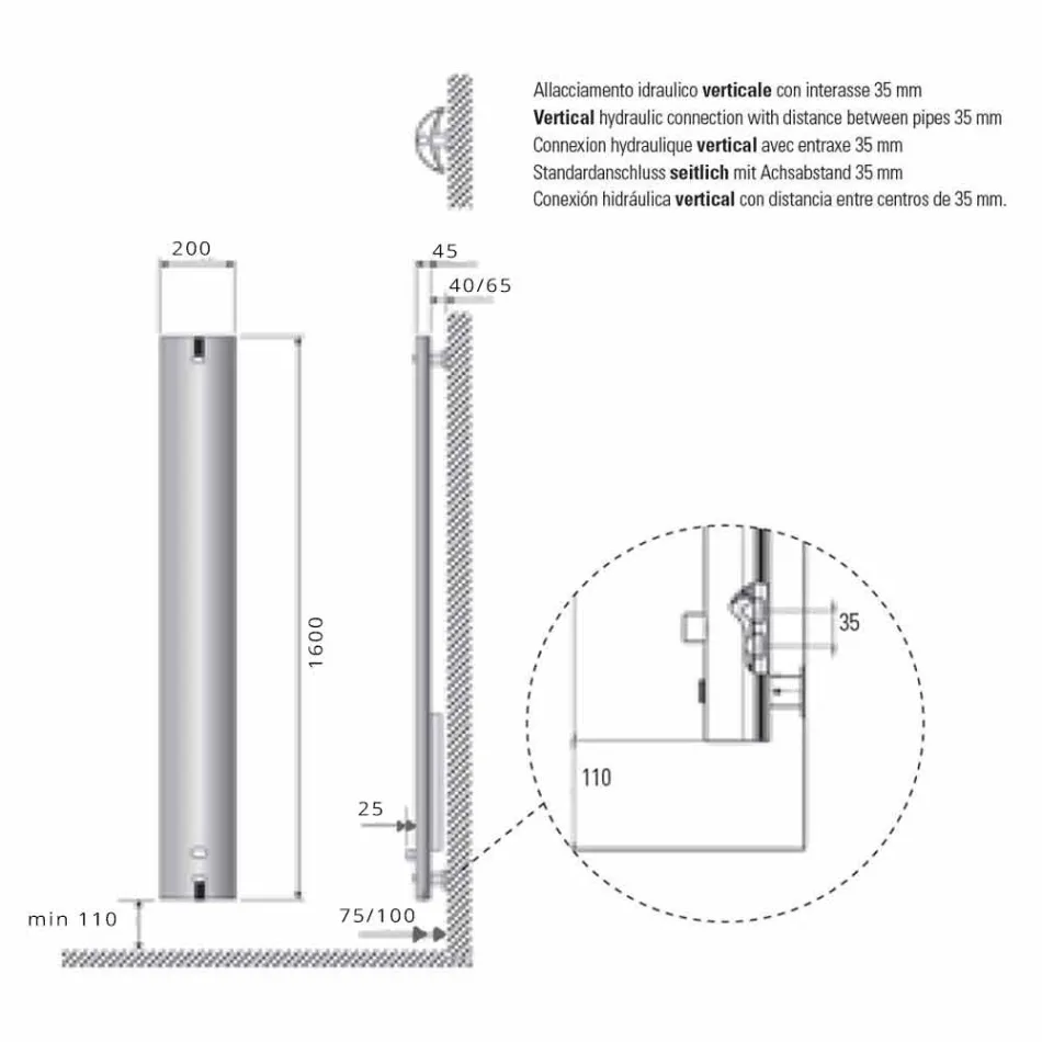 Design radiátoru Hliníkový nástěnný radiátor hydraulický 250 W - Stilus Viadurini