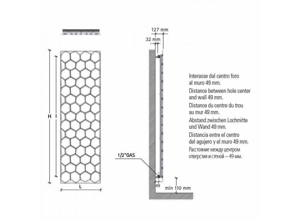Moderní designový radiátor v ocelovém vertikálním provedení 834 Watt - med Viadurini