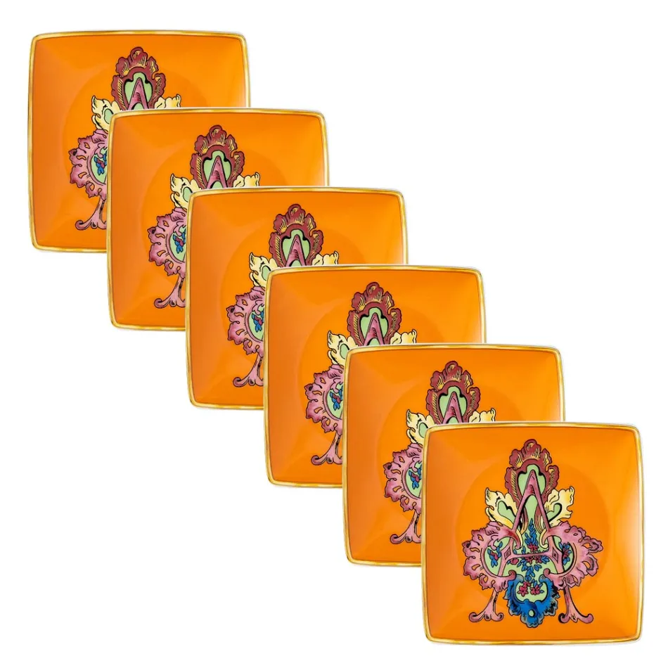 Rosenthal Versace Alphabet 6 plochých čtvercových porcelánových misek - Abeceda Viadurini