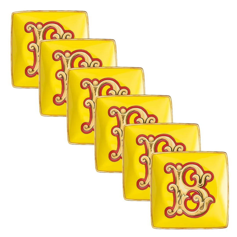 Rosenthal Versace Alphabet 6 plochých čtvercových porcelánových misek - Abeceda Viadurini