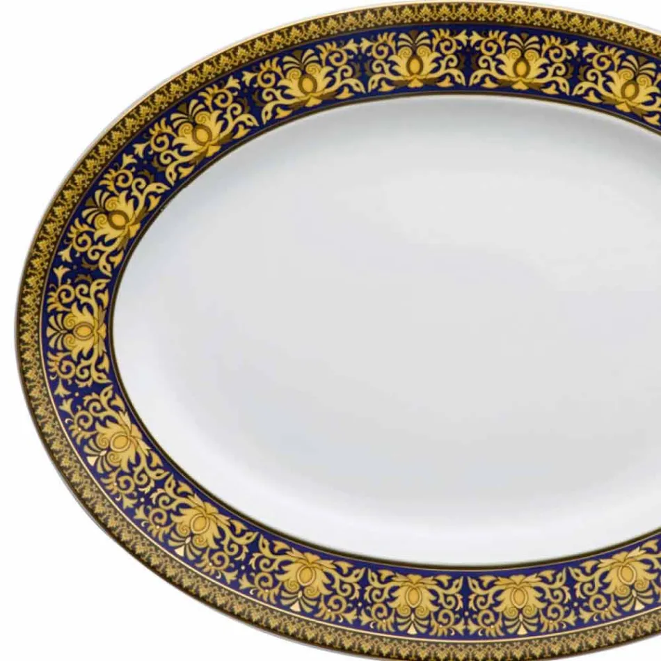 Rosenthal Versace Medusa Modrý ovál mísa 40cm porcelán Design Viadurini