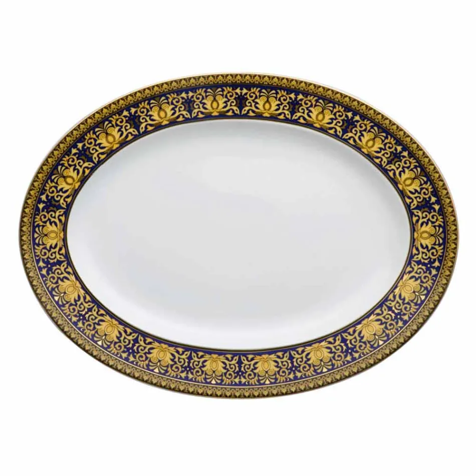Rosenthal Versace Medusa Modrý ovál mísa 40cm porcelán Design Viadurini