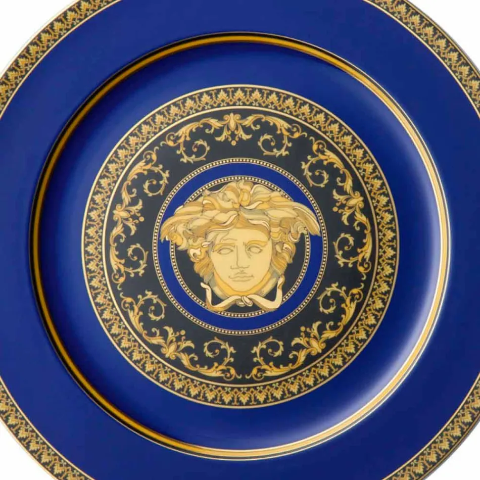 Rosenthal Versace Medusa modré desky porcelán konstrukce zástupný Viadurini