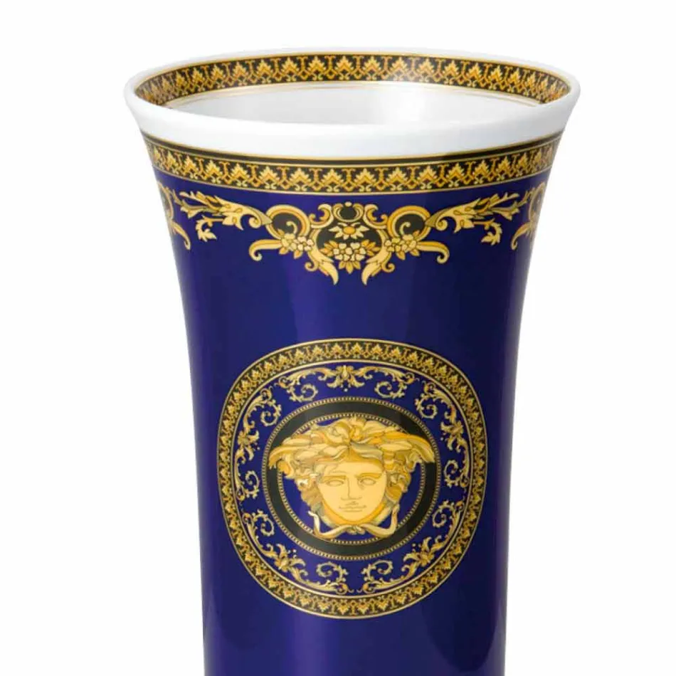 Rosenthal Versace Medusa Modrá váza moderního designu porcelánu 26cm Viadurini