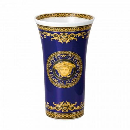 Rosenthal Versace Medusa Modrá váza moderního designu porcelánu 26cm Viadurini