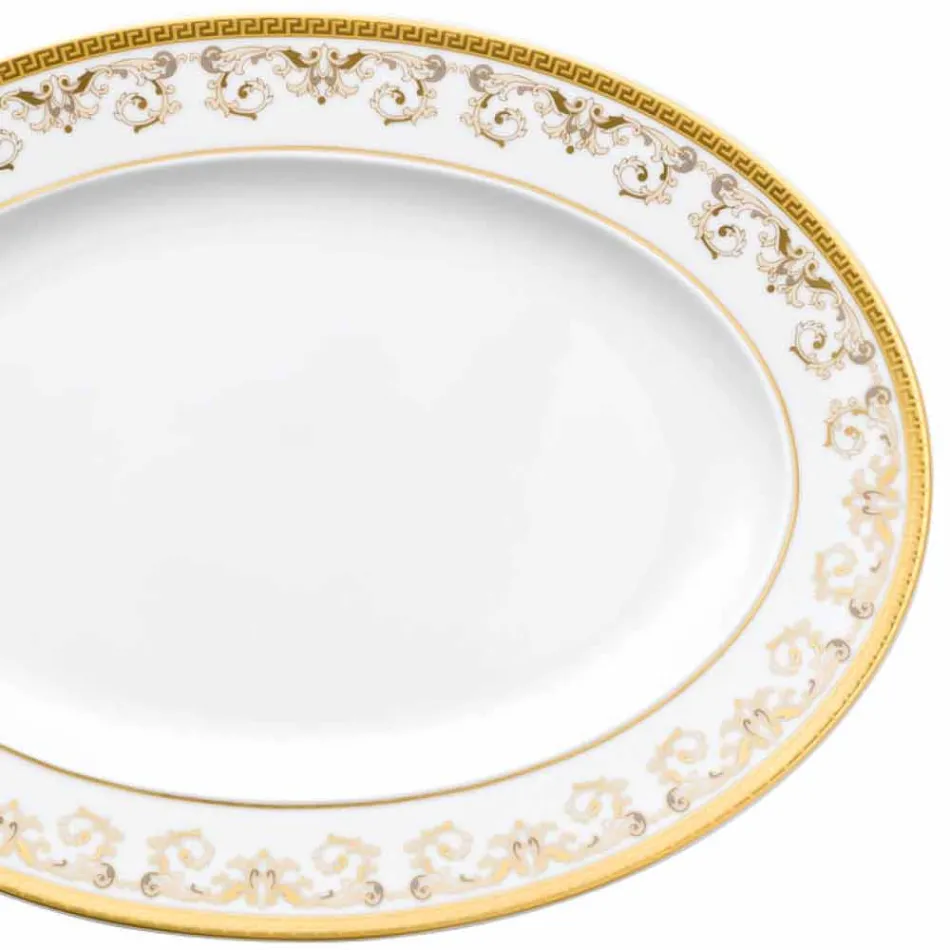 Rosenthal Versace Medusa Gala Gold 34 cm porcelán oválný talíř konstrukce Viadurini