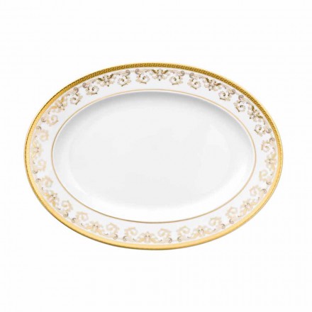 Rosenthal Versace Medusa Gala Gold 34 cm porcelán oválný talíř konstrukce Viadurini