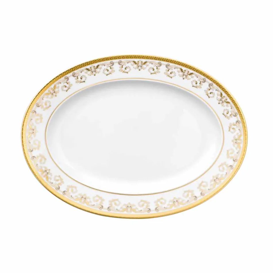 Rosenthal Versace Medusa Gala Gold 34 cm porcelán oválný talíř konstrukce Viadurini