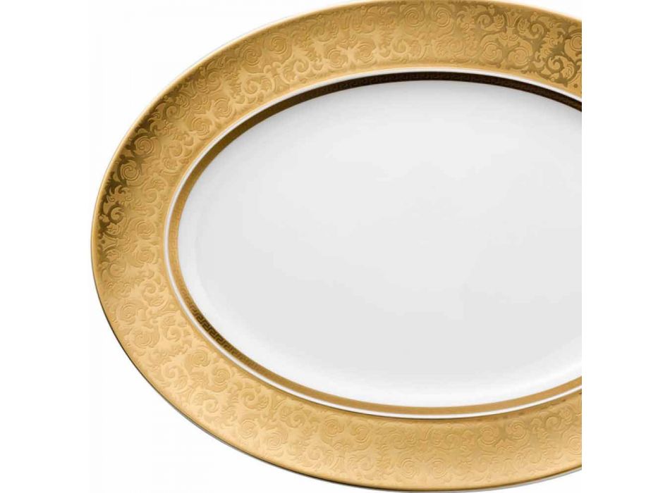 Rosenthal Versace Medusa Gala Gold 40 cm porcelán oválný talíř konstrukce Viadurini
