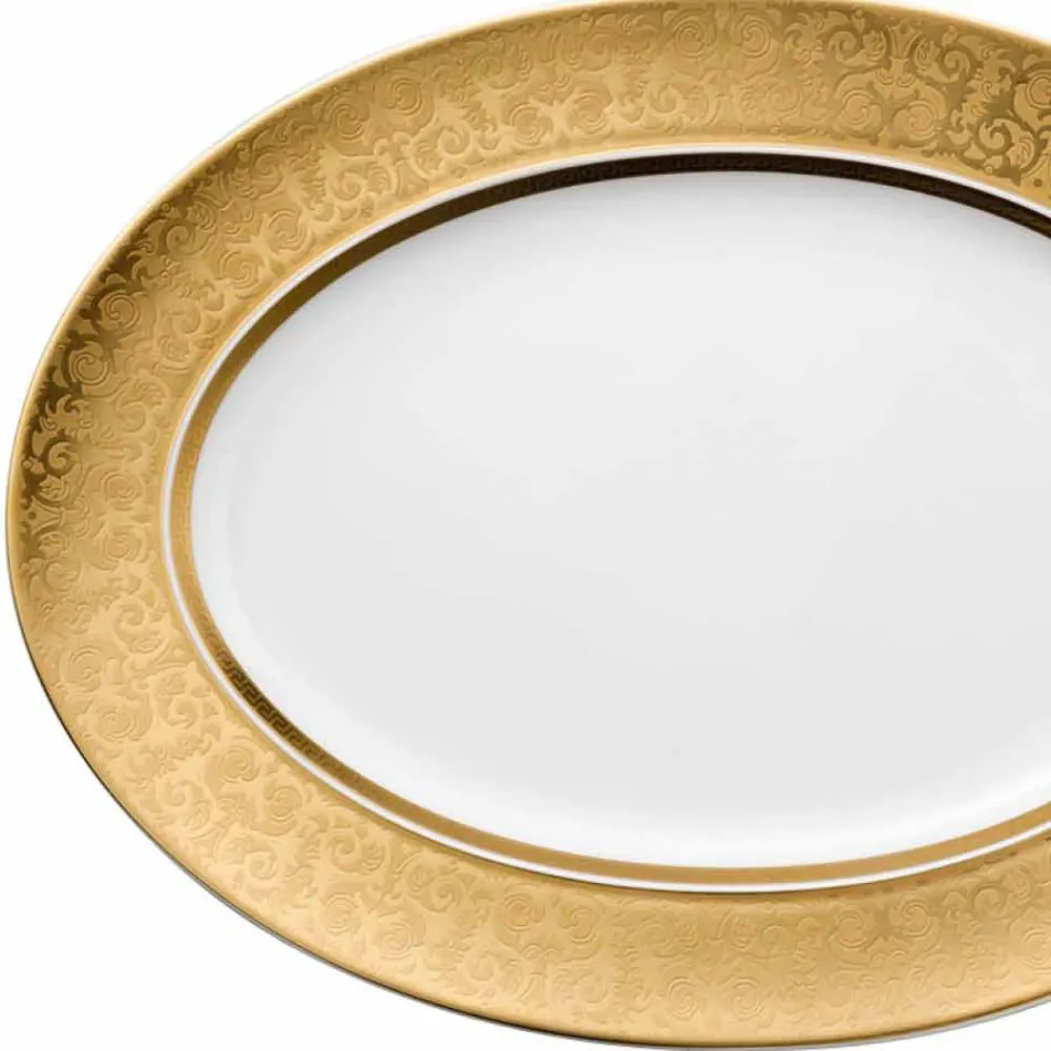 Rosenthal Versace Medusa Gala Gold 40 cm porcelán oválný talíř konstrukce Viadurini