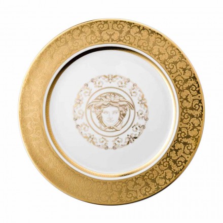 Rosenthal Versace Medusa Gala Gold Plate zástupný 30 cm porcelán Viadurini