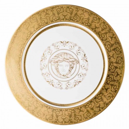 Rosenthal Versace Medusa Gala Gold Plate zástupný 33 cm porcelán Viadurini