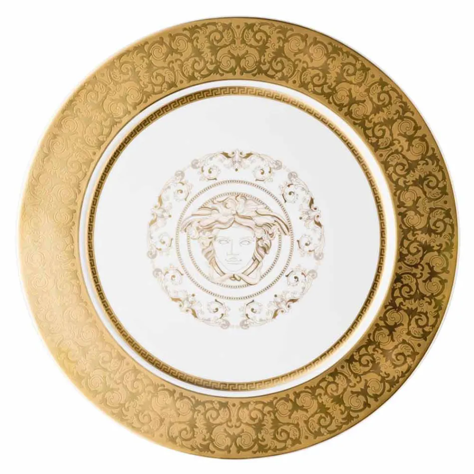 Rosenthal Versace Medusa Gala Gold Plate zástupný 33 cm porcelán Viadurini