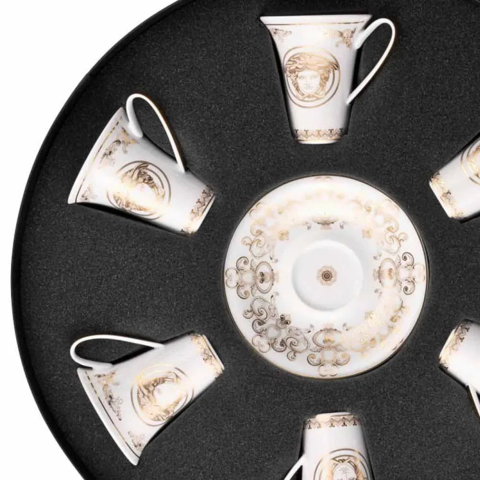Rosenthal Versace Medusa Gala Gold set 6pz porcelánové espreso šálky Viadurini