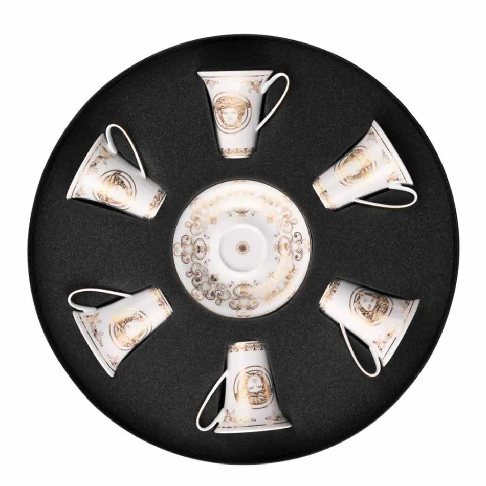 Rosenthal Versace Medusa Gala Gold set 6pz porcelánové espreso šálky Viadurini