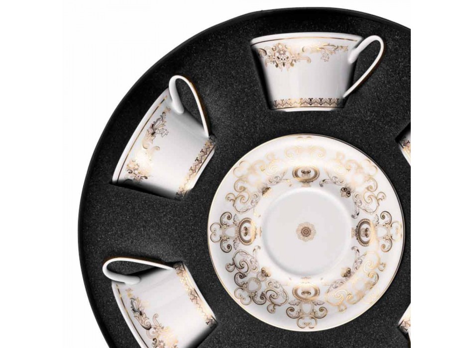 Rosenthal Versace Medusa Gala zlato nastavit porcelánové šálky čaje 6 PZZ Viadurini
