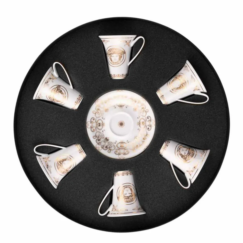 Rosenthal Versace Medusa Gala set 6 šálků espresso porcelánových kusů Viadurini