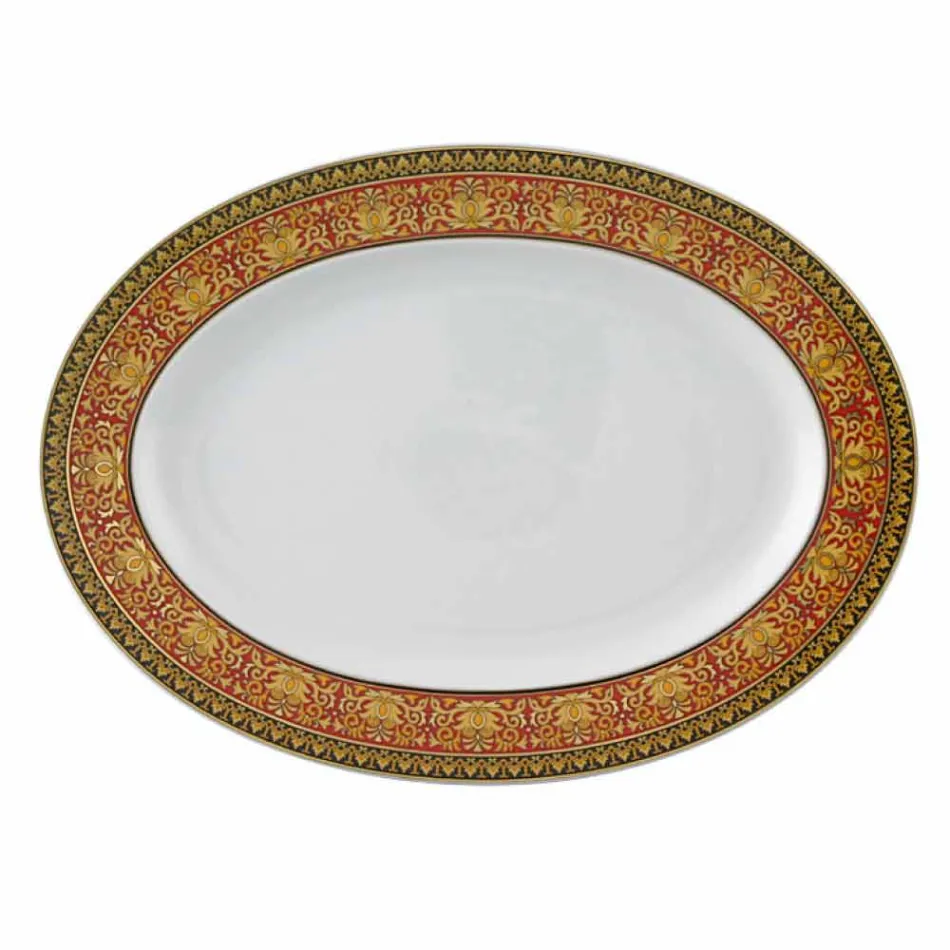 Rosenthal Versace Medusa Red oval konstrukce porcelánové misky Viadurini