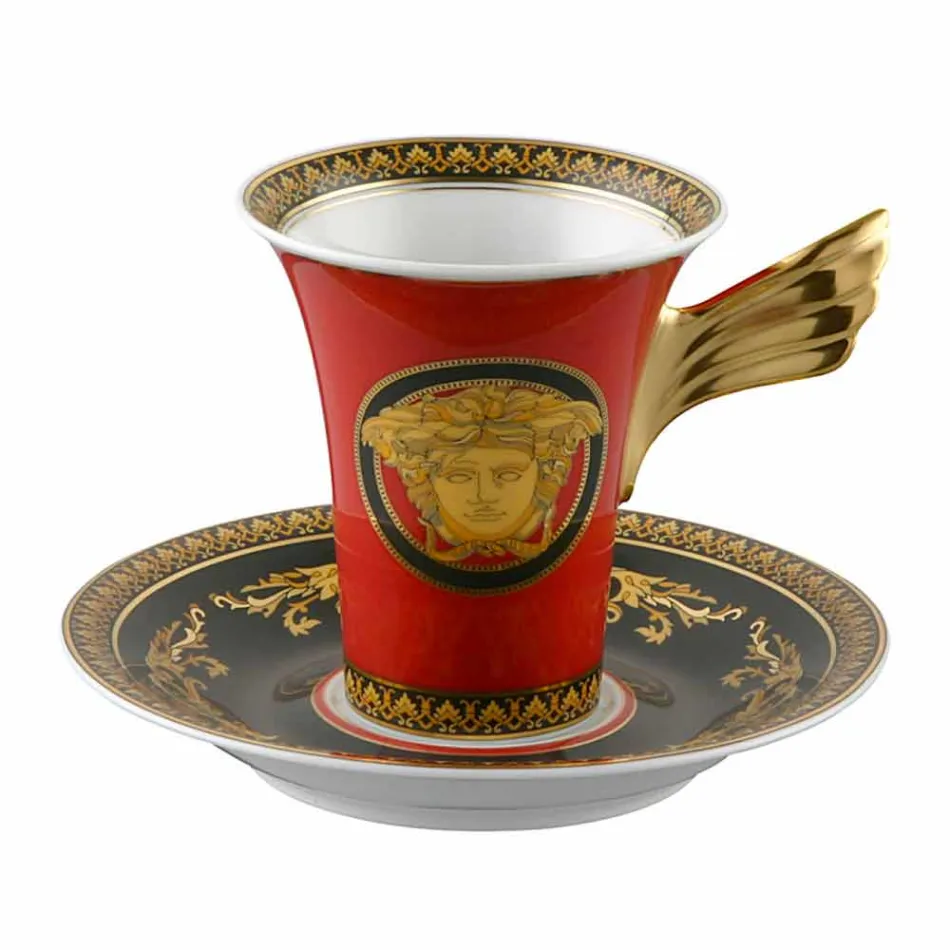Rosenthal Versace Medusa Red Cup Coffee High porcelán design Viadurini