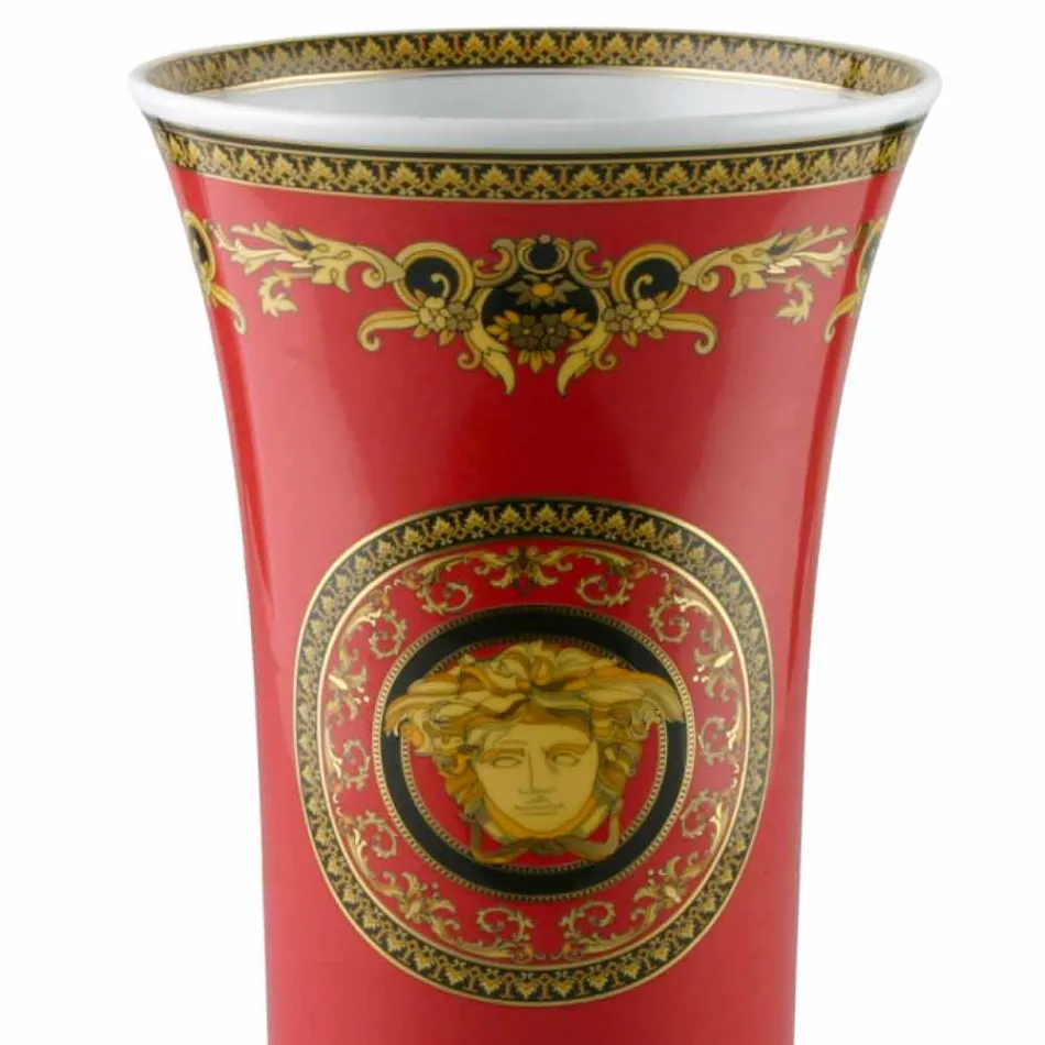 Rosenthal Versace Medusa Red Vase moderního designu porcelánu 34 cm Viadurini
