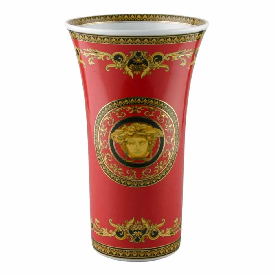 Rosenthal Versace Medusa Red Vase moderního designu porcelánu 34 cm Viadurini