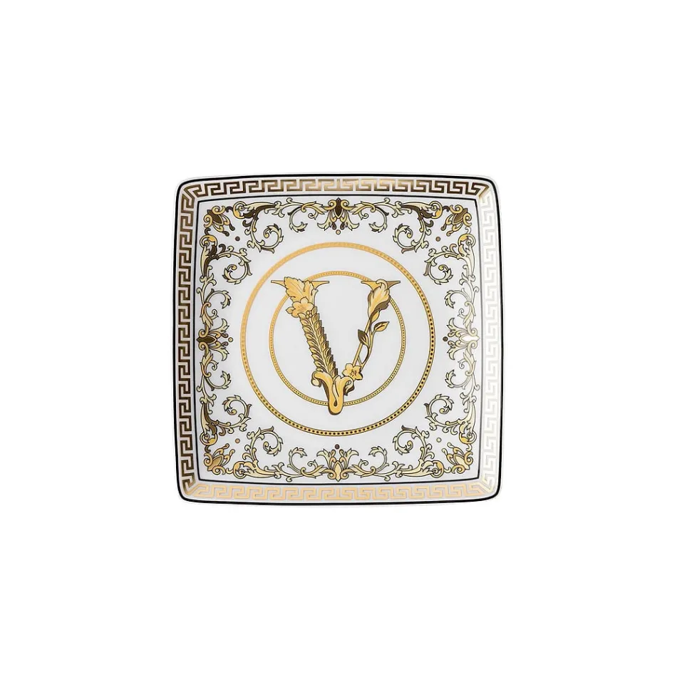 Rosenthal Versace Virtus Gala 6 plochých čtvercových mís 15x15 cm v porcelánu - barokní Viadurini