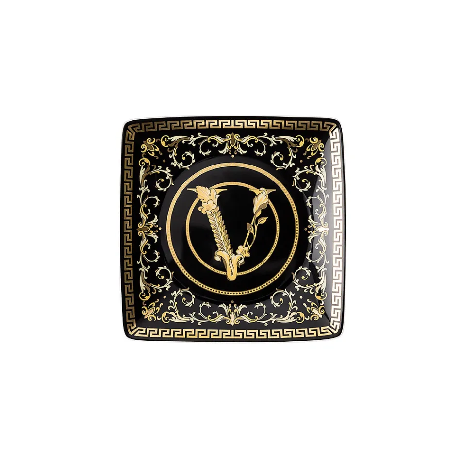 Rosenthal Versace Virtus Gala 6 plochých čtvercových mís 15x15 cm v porcelánu - barokní Viadurini