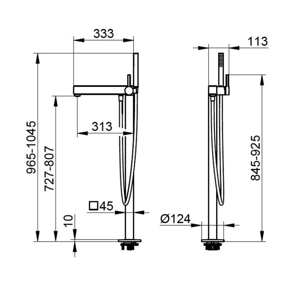 Podlahové baterie Páková vanová baterie - Erik Viadurini