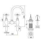 Klasická ručně vyrobená mosazná můstková baterie pro dřez - Fioretta Viadurini