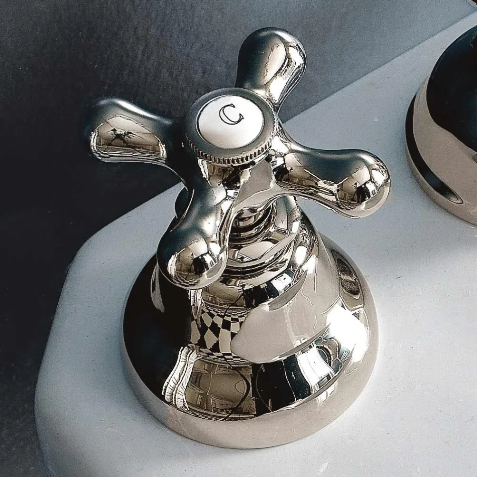 Klasická 3otvorová bidetová baterie s mosazným odpadem Made in Italy - Ercolina Viadurini