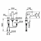 Umyvadlová baterie s moderním designem a 3 kovovými otvory - Etto Viadurini