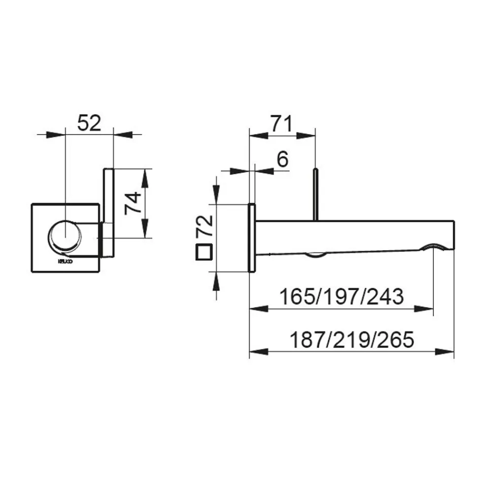 Vestavěná nástěnná umyvadlová baterie s integrovaným designem 3 velikosti - Erkole Viadurini