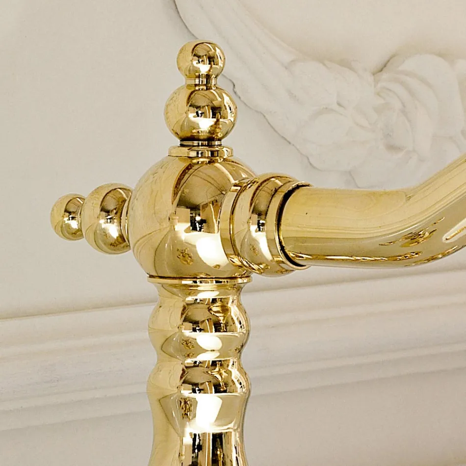 Umyvadlová baterie Vintage Design se 3 otvory z mosazi Made in Italy - Ursula Viadurini