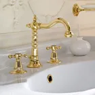 Umyvadlová baterie Vintage Design se 3 otvory z mosazi Made in Italy - Ursula Viadurini