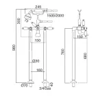 Podlahová vanová baterie s mosaznou ruční sprchou vyrobená v Itálii - Noriana Viadurini