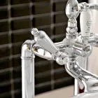 Podlahová vanová baterie s mosaznou ruční sprchou vyrobená v Itálii - Noriana Viadurini