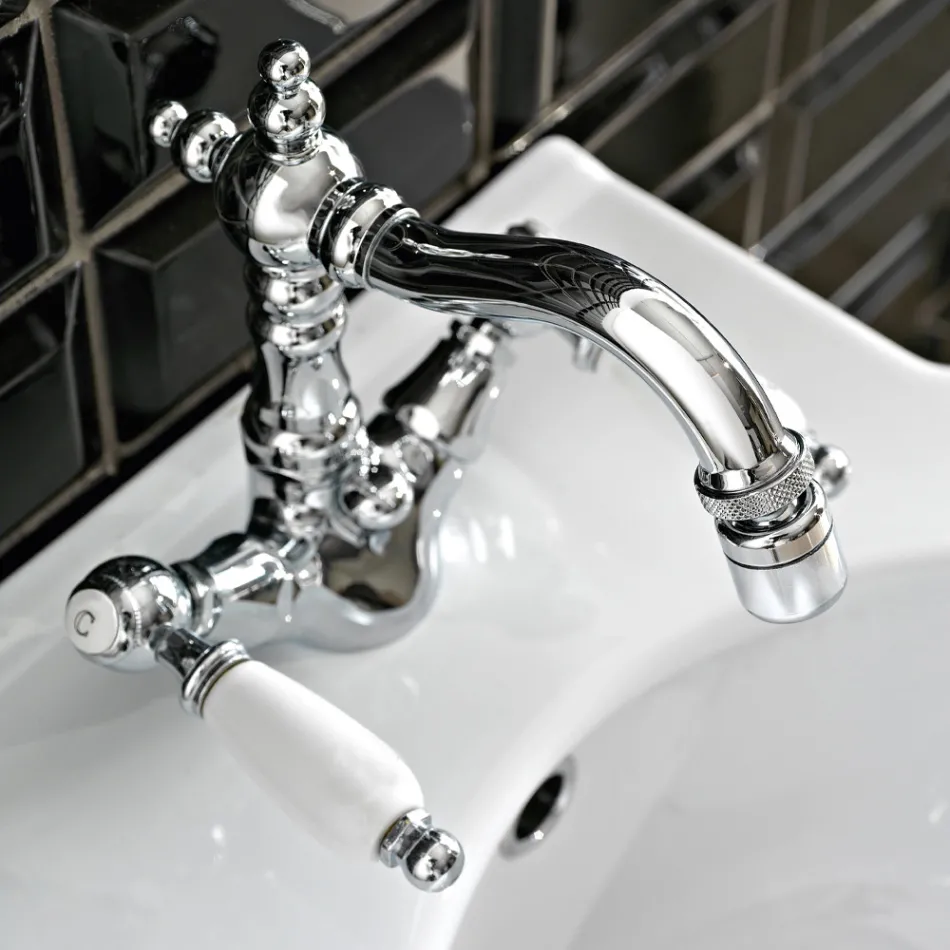 Klasická jednootvorová bidetová baterie s ručně vyrobenými mosaznými pákami - Noriana Viadurini